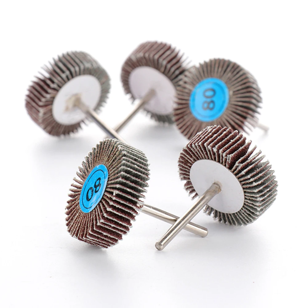5pcs 80 Grit 4mm Shank Grinding Sandpaper Flap Wheel Sanding Discs for Rotary Tools For Metal Surface Cleaning Polishing