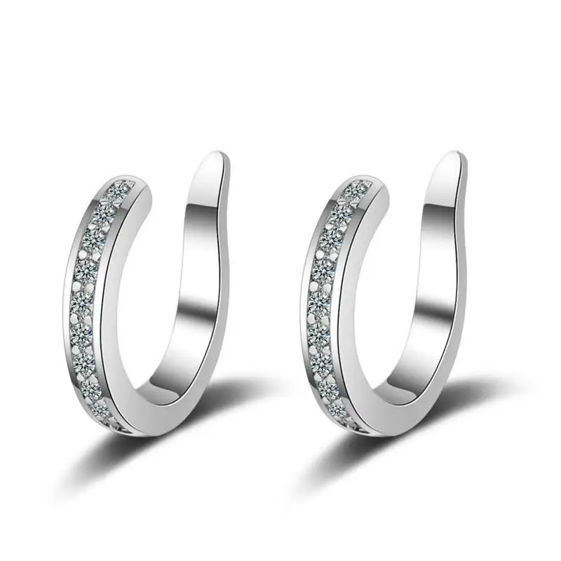 Rhodium Plated Европейские и американские простые серьги без пирсинга с цирконием, серьги-клипсы, модный дизайн, Индивидуальные ювелирные изделия Brincos - Окраска металла: Rhodium Plated