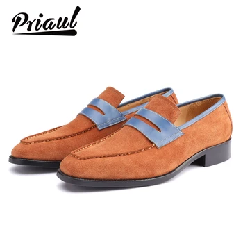 

Leather Shoes Suede Men Real Genuine Leather Fashion Office Dress Wedding Luxury Brand Formal Party Loafer Mens Casual Shoes