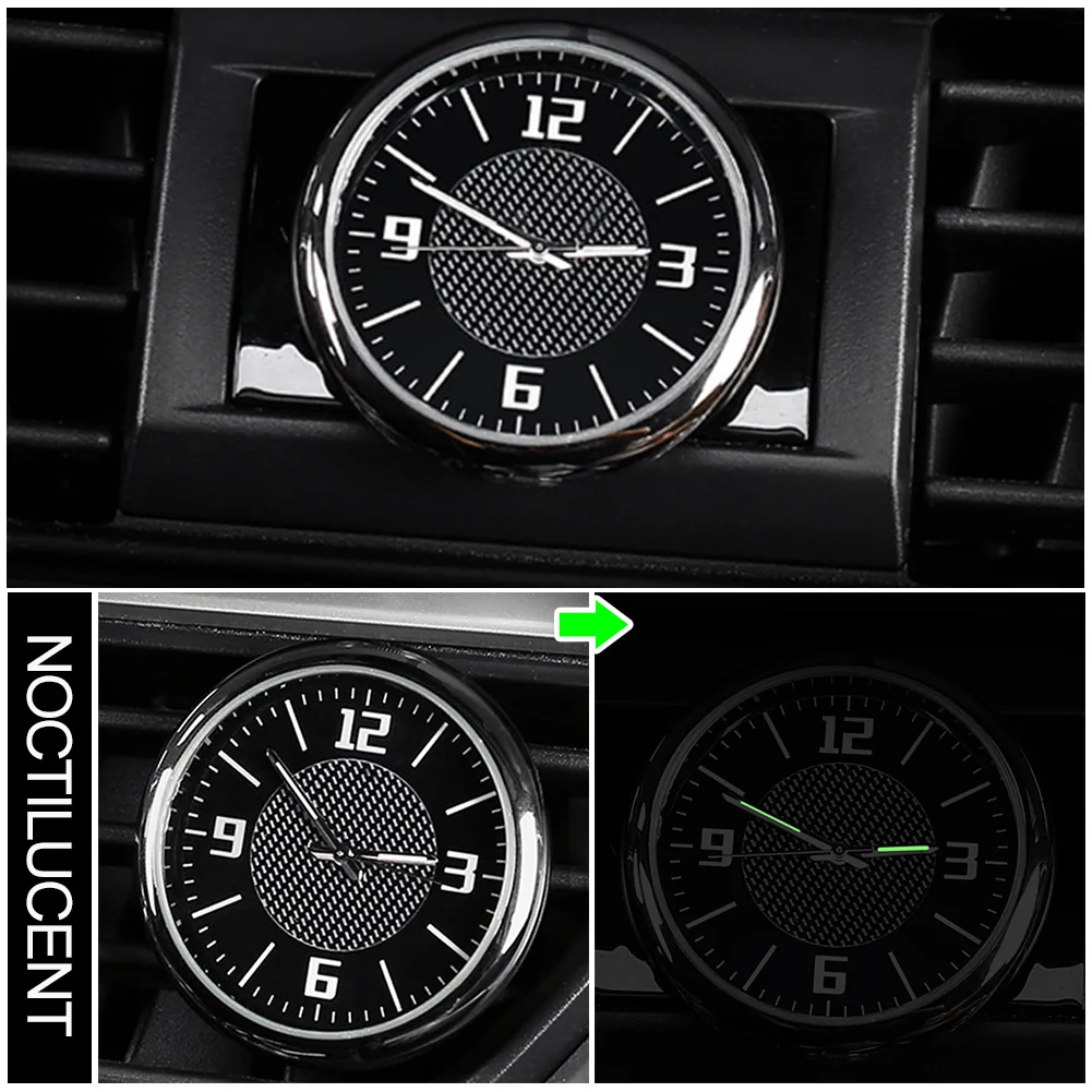 

Gauge Accessories Luminous Air Vent Outlet With Clip Interior Round Mini Auto Quartz Car Clock Needle Universal Portable