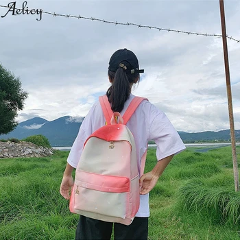 

Aelicy Women's Gradient Casual Backpack Canvas Students School Bag Large Capacity Travel Knapsack Waterproof Mochila De Lona