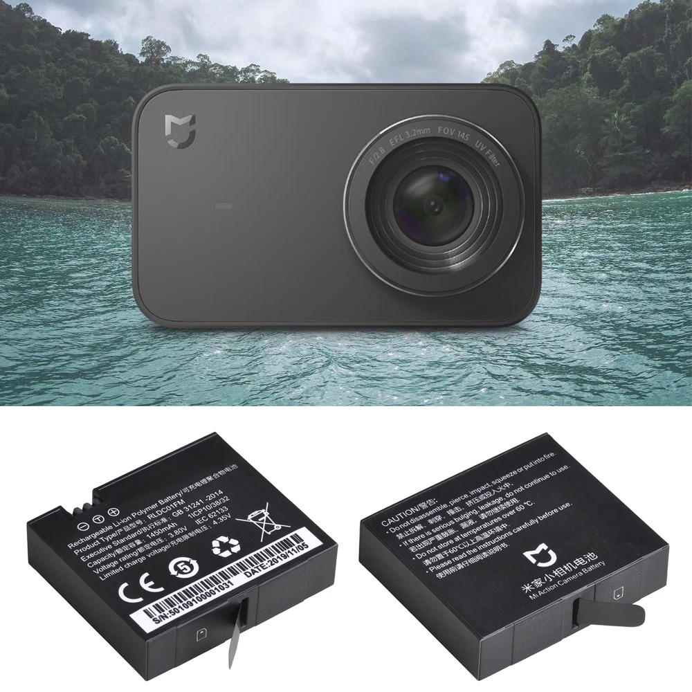 4 шт. 3 80 в 1450 мАч оригинальный аккумулятор Mi jia 4k для Xiao mi Jia Action ni Camera Battery|Цифровые