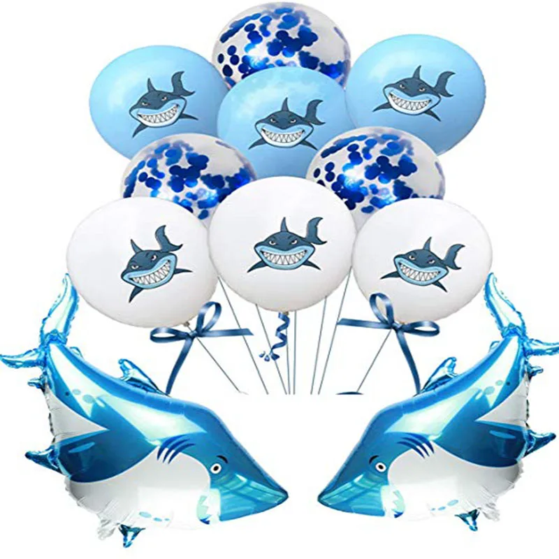 Детская Акула поставка шаров для праздников ребенок день рождения воздушный шар "Конфетти" декоративные шары Акула вечерние сувениры