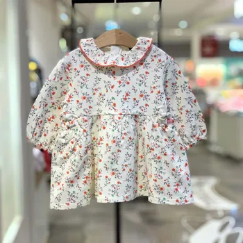 

ZMHYAOKE Little umbrella small cloud children's clothing 2020 spring models girls baby floral foreign style long-sleeved dress