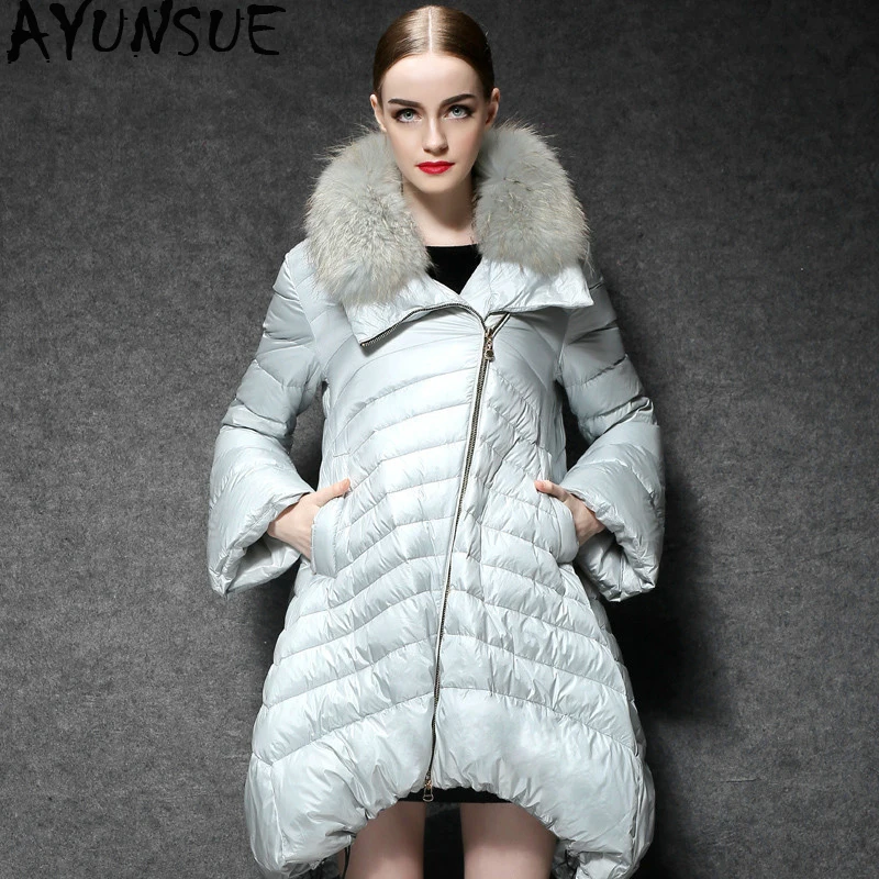 

AYUNSUE White Duck Down Jacket Wome Long Coats Female Fashion Puffer Coat Light Womens Down Jackets 2020 YL169111 KJ3739