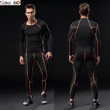 HOWE AO футболка для бега, мужские компрессионные комплекты для бега, баскетбольные беговые колготки, комплект нижнего белья, быстросохнущие спортивные костюмы для спортзала, фитнеса