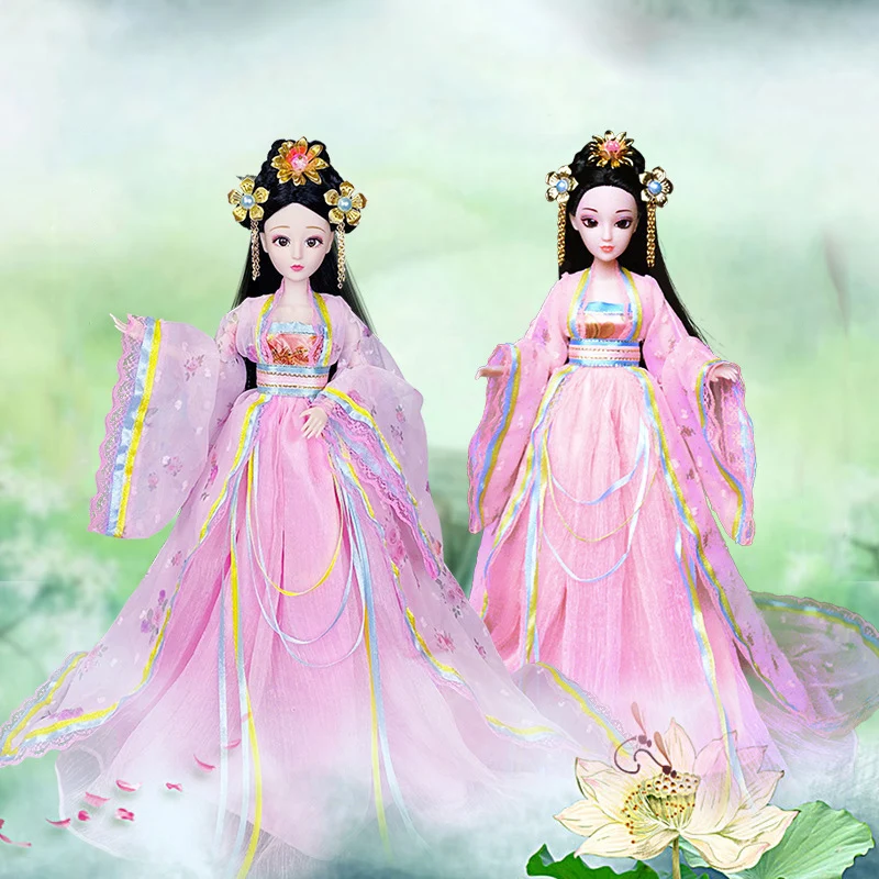 1/6 Scale 30cm Ancient Costume Hanfu Dress Long Hair Fairy Princess Barbi Doll Joints Body Model Toy Gift For Girl C1249A 1 87 ho scale train model track train oil tank model miniature collection sand table landscape train scene scene layout for gift