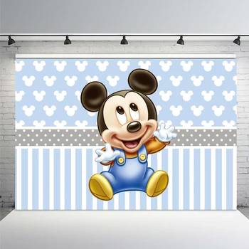 

7x5FT Light Blue Stripes Baby Minnie Mickey Custom Photo Backgrounds Studio Backdrops Vinyl 220cm X 150cm
