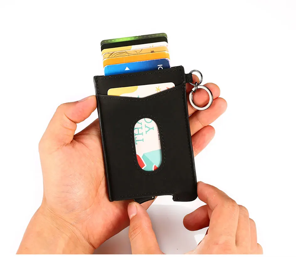 Высокое качество Rfid держатели для кредитных карт мужской кошелек Бизнес-держатель для карт чехол тонкий карман для денег сумка безопасности смарт-кошелек автоматический