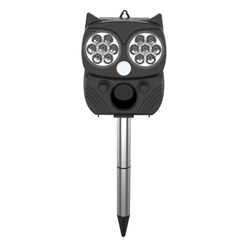 

Solar Powered Ultrasonic Animal Repeller Cute Owl Shape Pest Control Device Repelle Motion Sensor And Rainproof Repeller