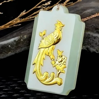 

chinese yu fine jewelry women Lucky Amulet Pendant Hetian yu phoenix pendant yu stone jewelry Phoenix to the instrument