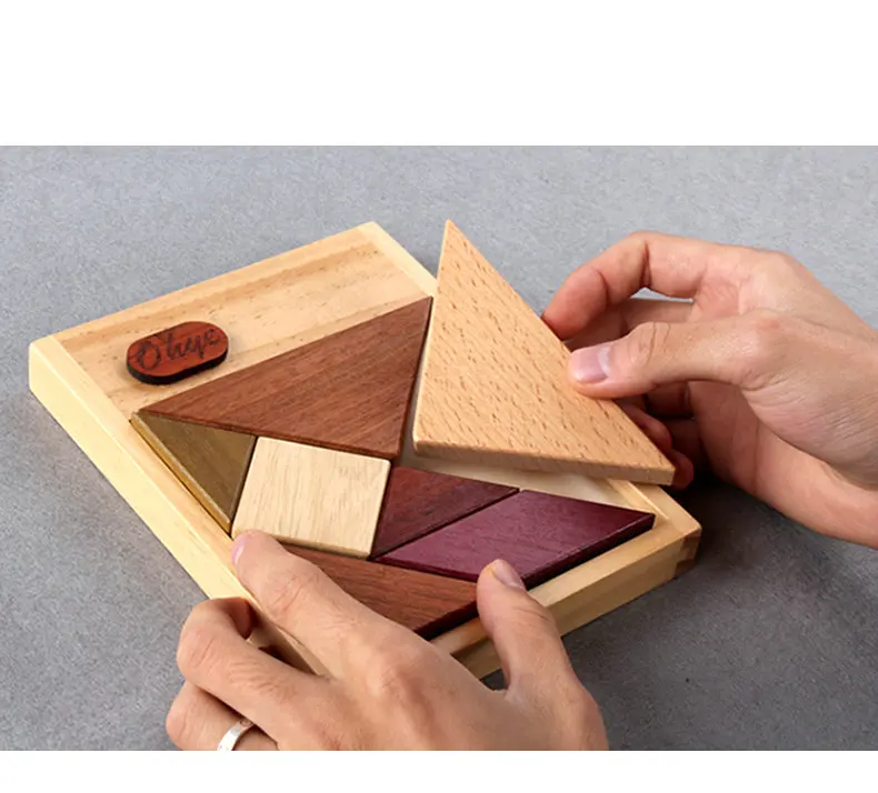 Креативные Игрушки Tangram log, деревянные головоломки, семь видов драгоценного бруса, детские развивающие игры, подарок