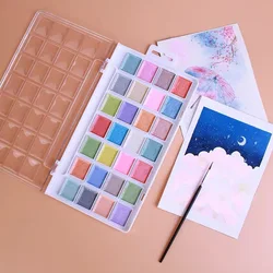 28 Color Pearlescent Watercolor Solid Pigments Cute and Fresh Macarons Nail Art Children's Students Painting Art Supplies