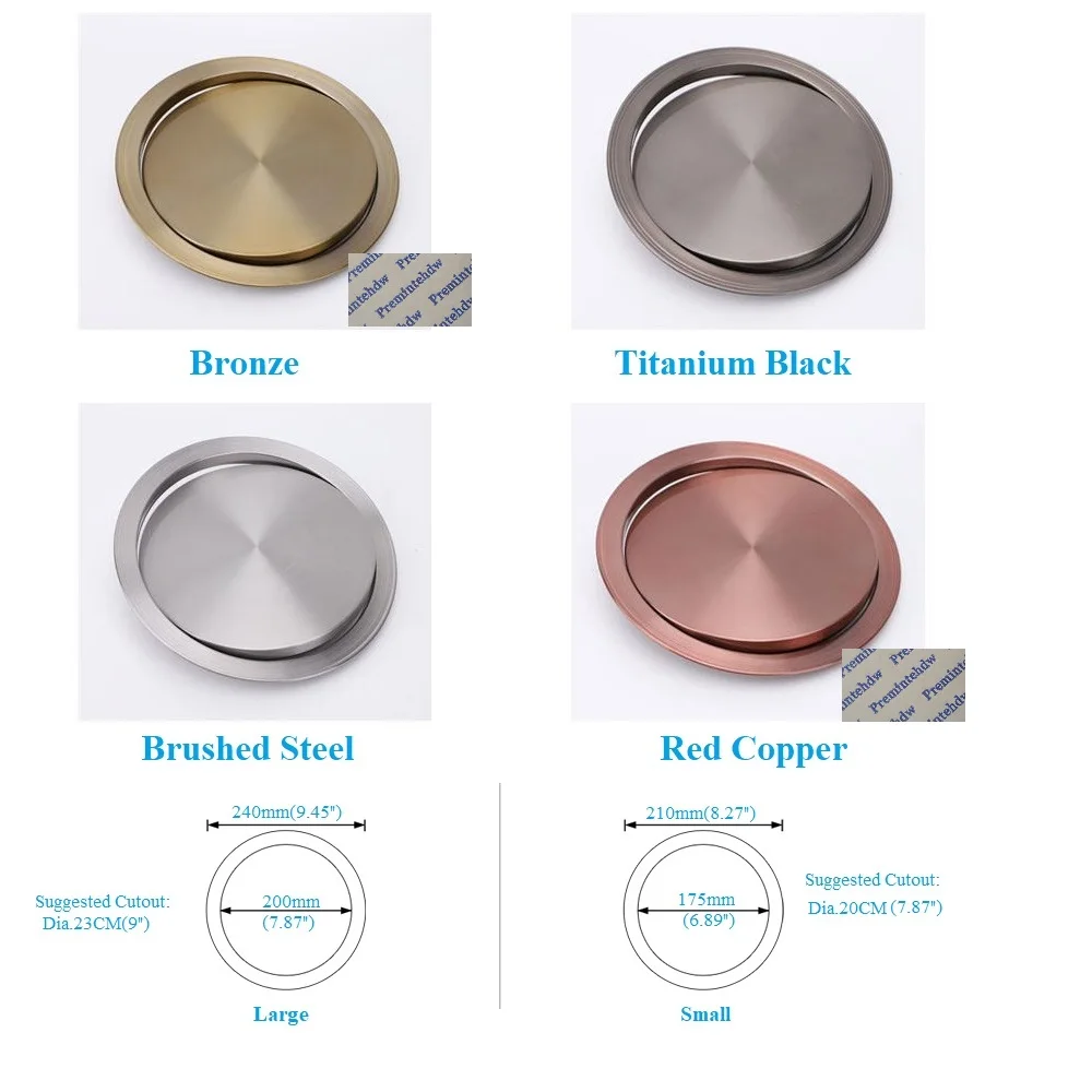 1Piece Stainless Steel Round Trash Flip-top Swing Cover Lid Kitchen Bath Countertop Bronze Red Gold Titanium Black