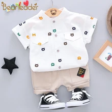 Bear leader/комплекты детской одежды г. Модные Стильные комплекты одежды для малышей футболка с длинными рукавами в стиле пэчворк+ штаны, 2 шт., одежда для детей