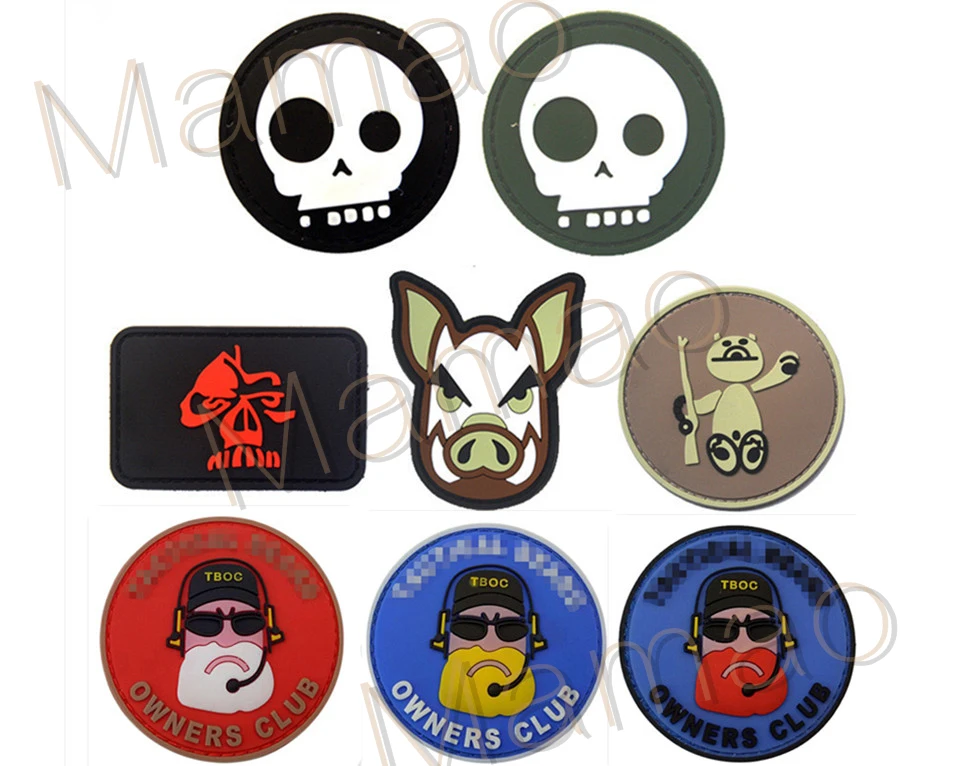 

BLACK WHITE DEATH SKULL PIRATE Bearded Brother Jungle Pig Cub 3D PVC TACTICAL ARMY MORALE RUBBER PATCH BADGE