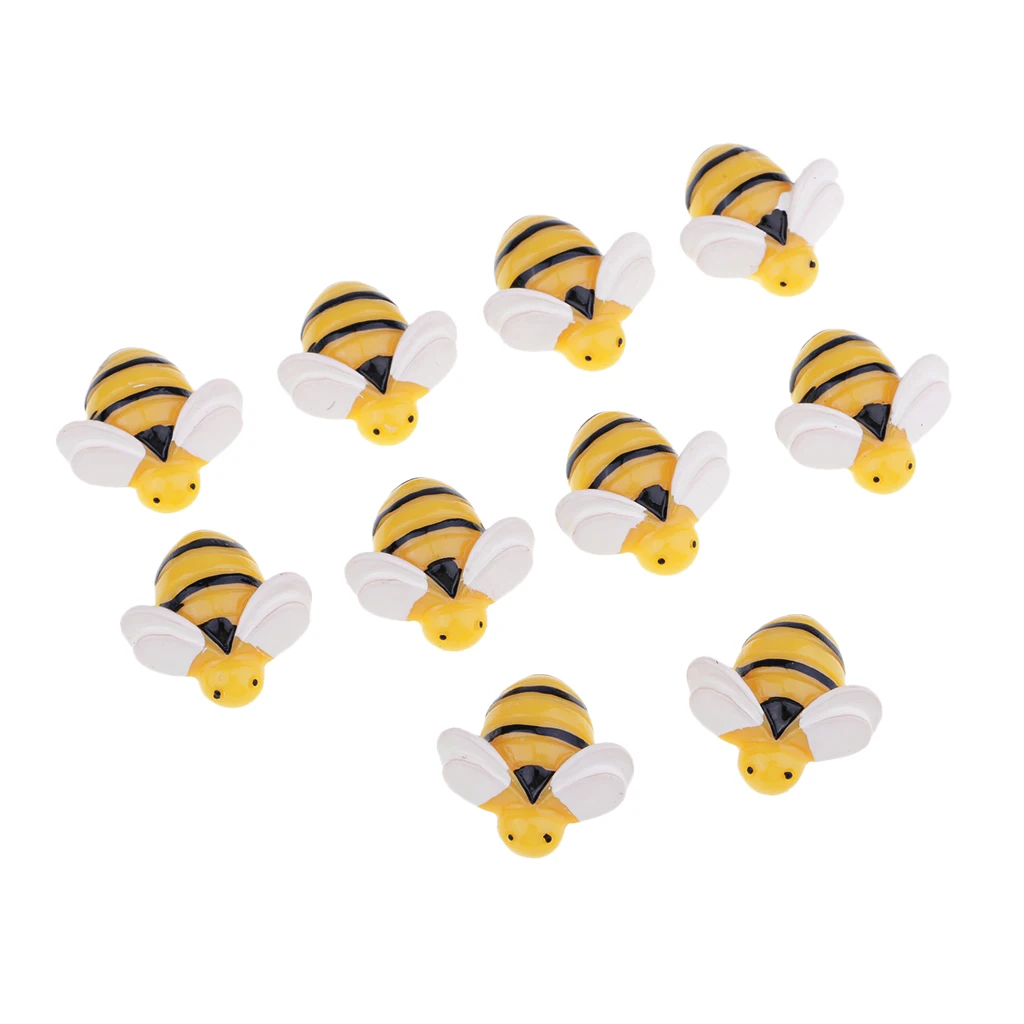 10pcs Mini Bee Shape Resin Flatback Dollhouse Miniature Garden Ornaments