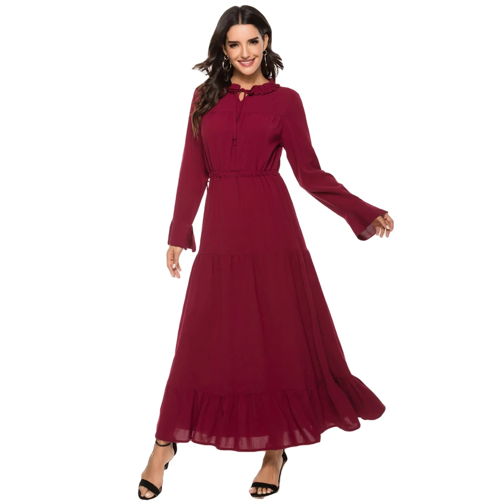 Abaya Robe, женское мусульманское Длинное Макси платье с расклешенными рукавами, кафтан, джилбаб, коктейльное платье, арабский Рамадан, Ближний Восток, свободный халат, новинка