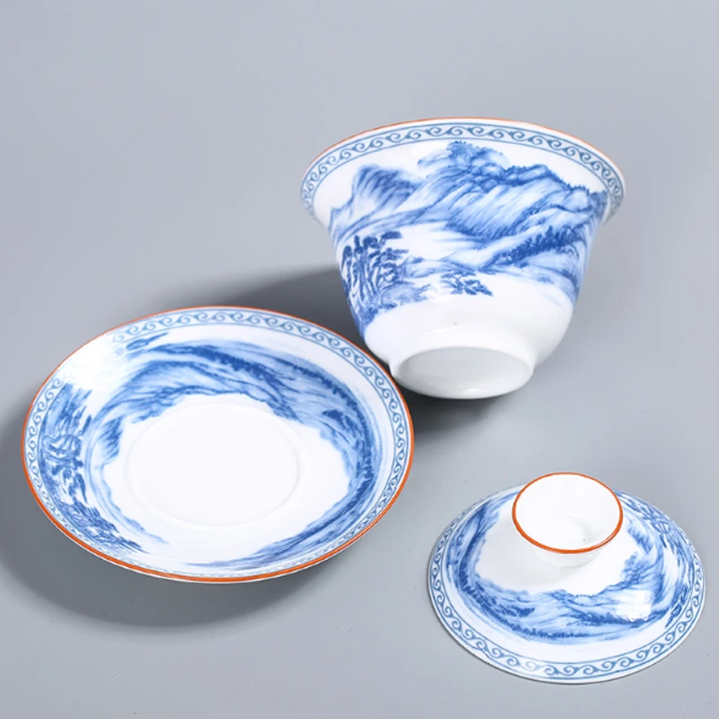 200 мл Цзиндэчжэнь Gaiwan синий и белый фарфор Tureen керамическая чашка с крышкой