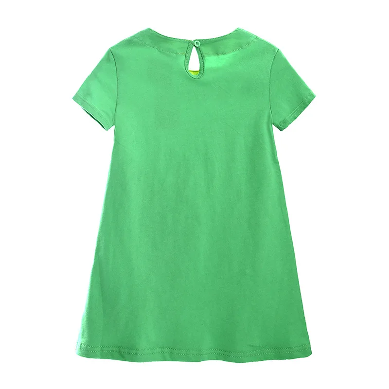 Baby Cotton Summer Dresses Short Sleeve Dress Kids Girls Stripe Cartoon Children's Clothes