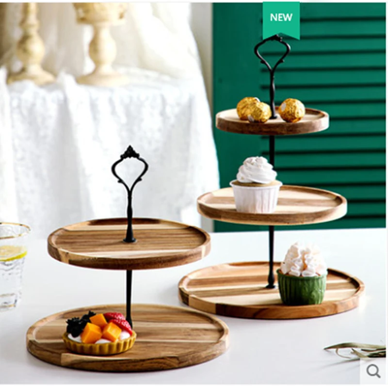 

Detachable Cake Stand Wooden European Style 2/3 Tiers Pastry Cupcake Fruit Plate Serving Dessert Holder Wedding Party Home Decor