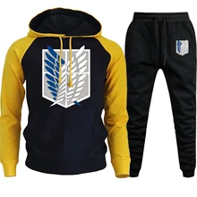 ^#Cheap Attack on Titan Japan Anime Streetwear Raglan Mens Hoodie+Pants 2 Piece Set Autumn Winter 2019 Casual Pullover Suit Male Hooded ^#Cheap Attack on Titan Japan Anime Streetwear Raglan Mens Hoodie+Pants 2 Piece Set Autumn Winter 2019 Casual Pullover Suit Male Hooded