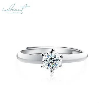 

inbeaut Moissanite Ring Classic 0.3 Ct 925 Silver D Diamond Color Pass Test Brilliant Cut Sparkling Moissanites Wedding Rings