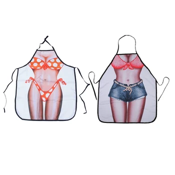 

Promotion! 2x Bikini & Shorts / Polka Dot Bikini Sexy Kitchen Apron Funny Creative Cooking Aprons for Women Ladies Girlfriend Ch