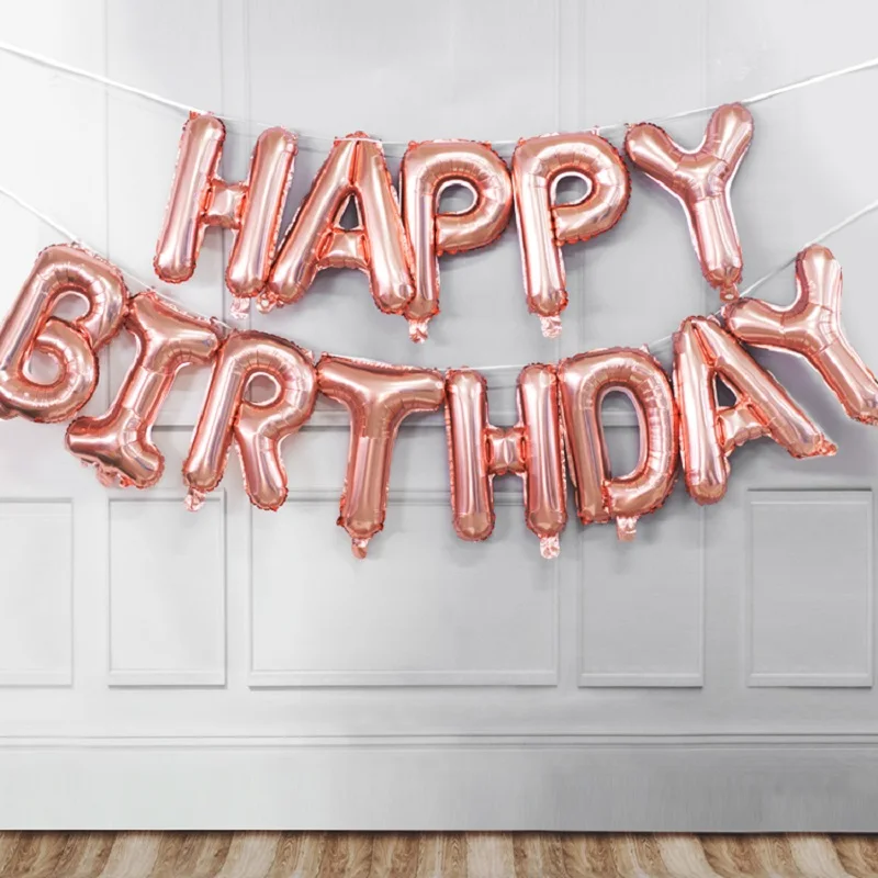 Happy Birthday Balloons Rose Gold 13Pcs Birthday Balloons Decoration Rose Gold Foil Letter Balloon Set Happy  Birthday Globos Kids Party Banner Supplies|Ballons & Accessories| -  Aliexpress