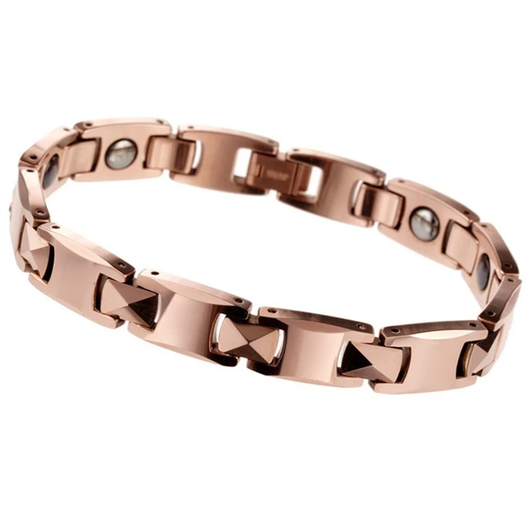 Для мужчин и женщин Элегантный Хит велосипедный Браслет Серебро Роза золотистый вольфрамовый стальной комплект украшений, декорированный бусами и кристаллами& Браслеты магнитный порошок ювелирные изделия