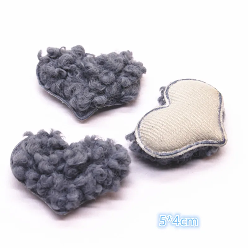5*4 см 10 шт. Kawaii мягкие Curl плюшевая ткань сердце нашивки Аппликации Аксессуары DIY зажим для волос/Hat/Костюмы для декорирования вестибюлей