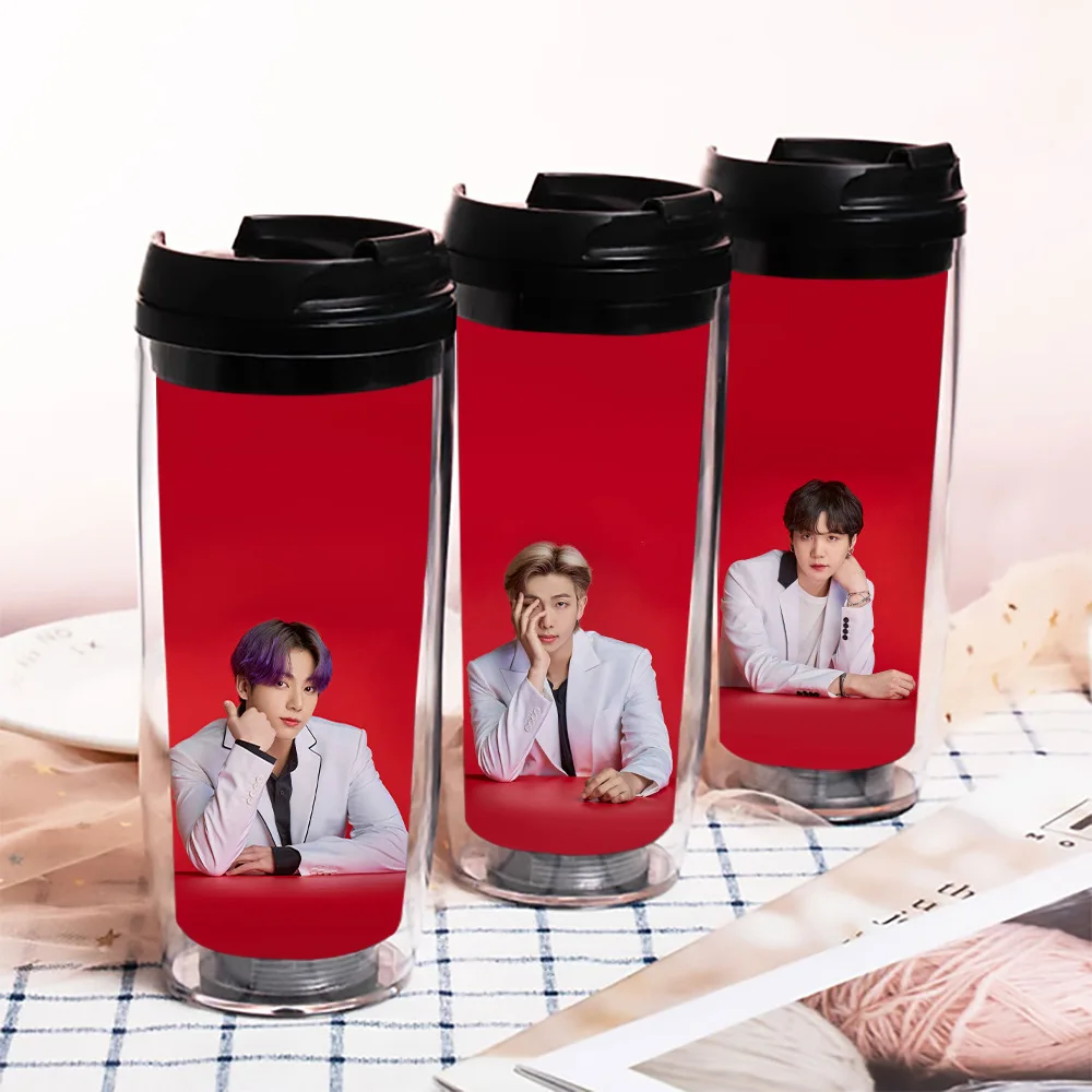 Kpop Bangtan Boys фотография печатная Женская 12oz Kawaii Двойная Стенка изолированные