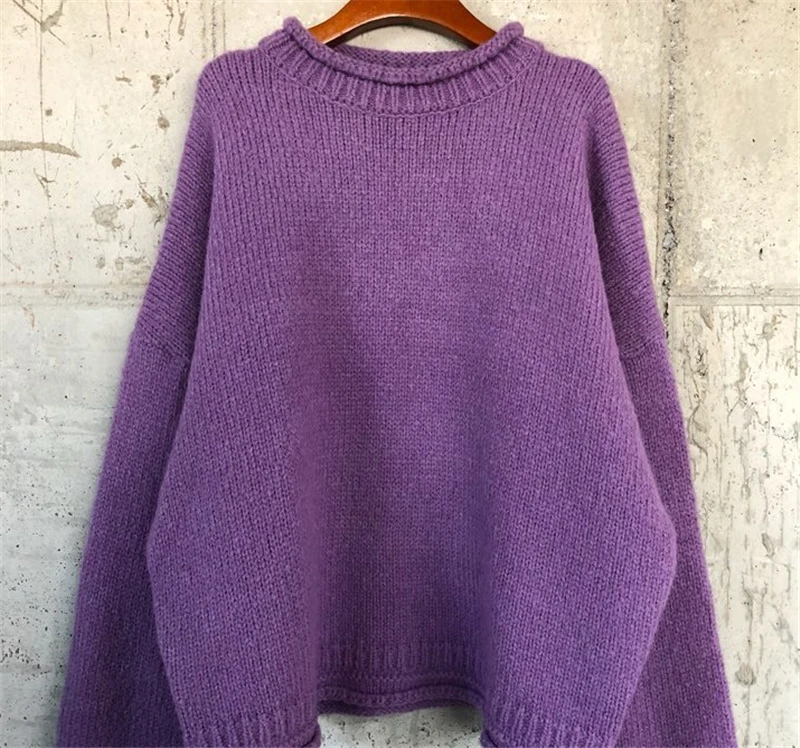 RUGOD Vinage/женский свитер большого размера, модный свитер с круглым вырезом и рукавами «летучая мышь», свободные пуловеры, Осень-зима, теплая уличная одежда