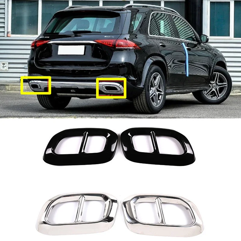 Car Styling Tail Throat Decor Frame For Mercedes Benz GLC GLE W167 GLS Class 2020 Exhaust Pipe Cover Sticker Accessories | Автомобили и
