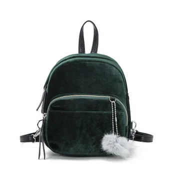 

Fashion Teenager Mini Backpack Fur Ball Solid Color Corduroy Spring Winter Women BackPack Mochila Feminina #P1