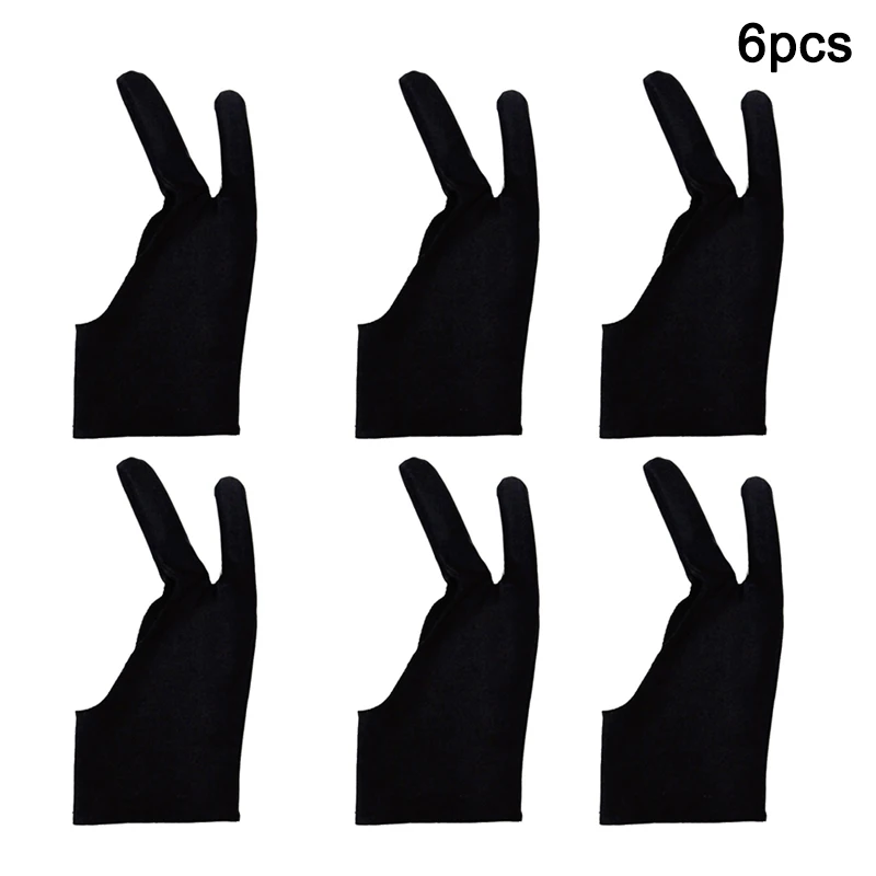 6pcs Мужские перчатки для планшета, перчатки для художника с 2 пальцами для планшета, рисование маслом GV99 - Цвет: 6pcs