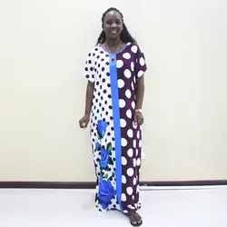 Dashikiage/синие хлопковые повседневные платья в горошек с принтом роз и короткими рукавами в африканском стиле