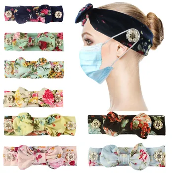 

Elastic Floral Headband with Button Yoga Workout Running Turban Hair Accessorie Women Mask Headband for Man Fashion May 5th