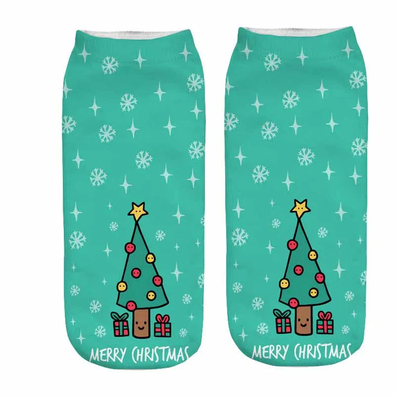 Рождественские носки с 3D-принтом для мужчин и женщин; короткие носки с Санта-Клаусом; Трикотажные изделия с рождественской елкой и снеговиком; 27 цветов