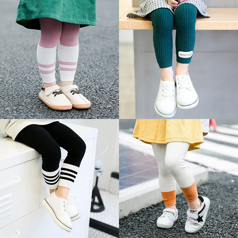C553 Crawler zhuo shang mian pin, колготки для детей, осенние и зимние двойные иглы, полосатые цветные хлопковые леггинсы для женщин