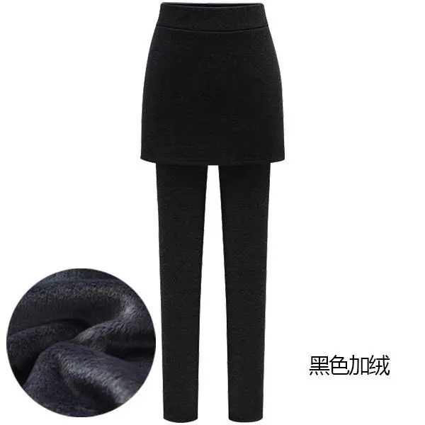 Korean Style Women's Pencil Pants Autumn Winter Warm Fleece Leggings Pleated Fake 2 Piece Design Sexy Skinny Oversize For Lady denim capris for women