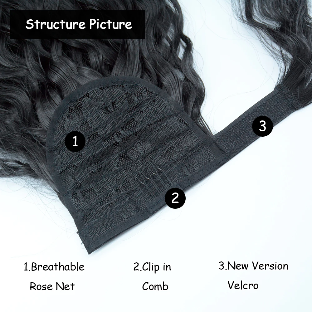 Short Corn Wave Ponytail Extension Clip in Wavy Curly Wrap Around Pony Tail Heat Resistant 14inch Synthetic Hairpiece for Women_voghion.com