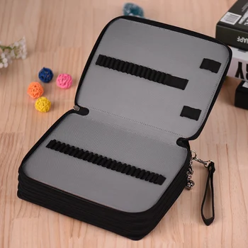 

180 Slots Color Pencil Case Extra-Large Capacity Bag PU Leather Zippered Portable with Handle Strap