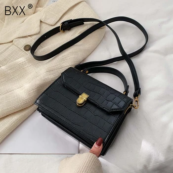 

[BXX] Stone Pattern PU Leather Crossbody Bags For Women 2020 Winter Brand Designer Shoulder Messenger Bag Female Handbags HJ427
