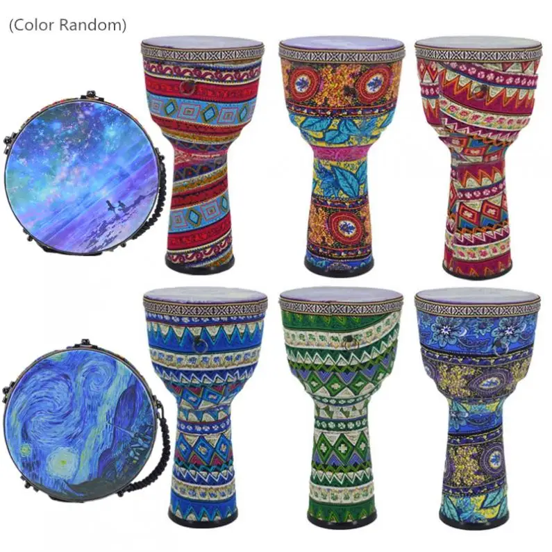 8 дюймов Африканский красивый Djembe барабан красочные ткани искусства ABS баррель ПВХ кожи детей ручной барабан