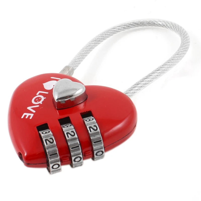 

Red Number 0-9 Heart Shape 3 Digit Resettable Combination Lock