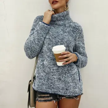 

Stand Collar Sweaters Women Pullovers Autumn Winter Warm Plush Loose Cotton Soft Long Sleeve Female Casual Fashion Coat Jacket