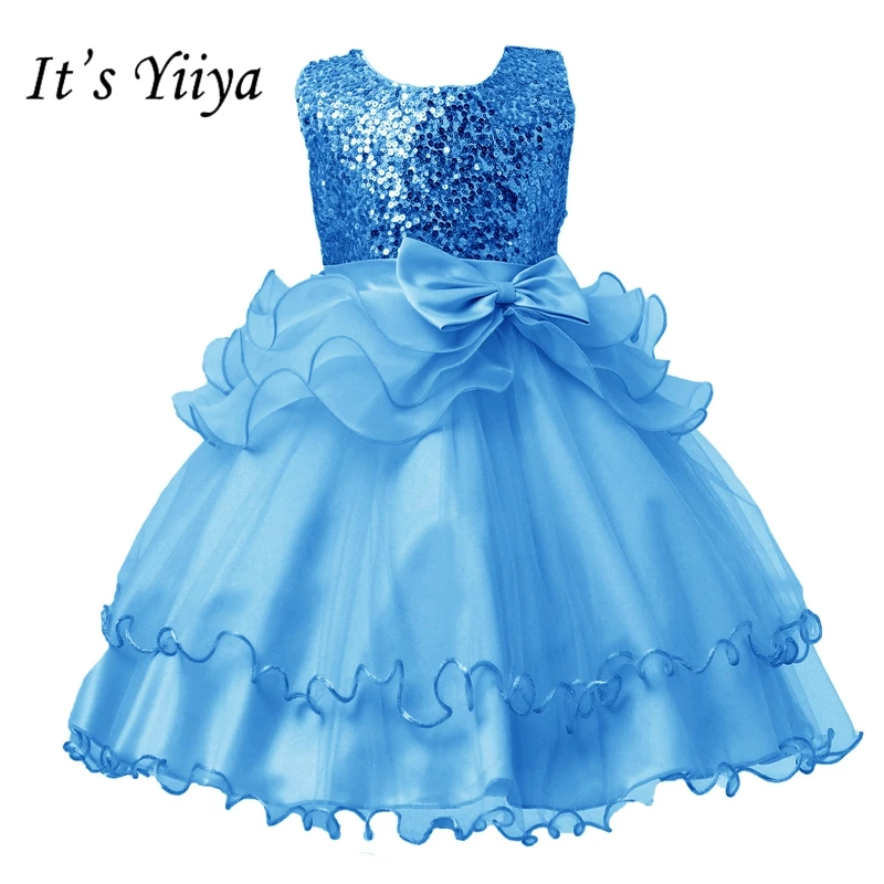 It's Yiya/Платья с цветочным узором для девочек 5 цветов, без рукавов, с бантом, модные детские вечерние платья с круглым вырезом для девочек