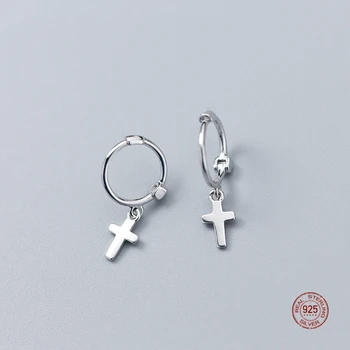 LKO 925 Sterling Silver Classic Cross Pendants Hoop Earrings For Women Girls Birthday Party Jewelry Earrings Gifts Accessories