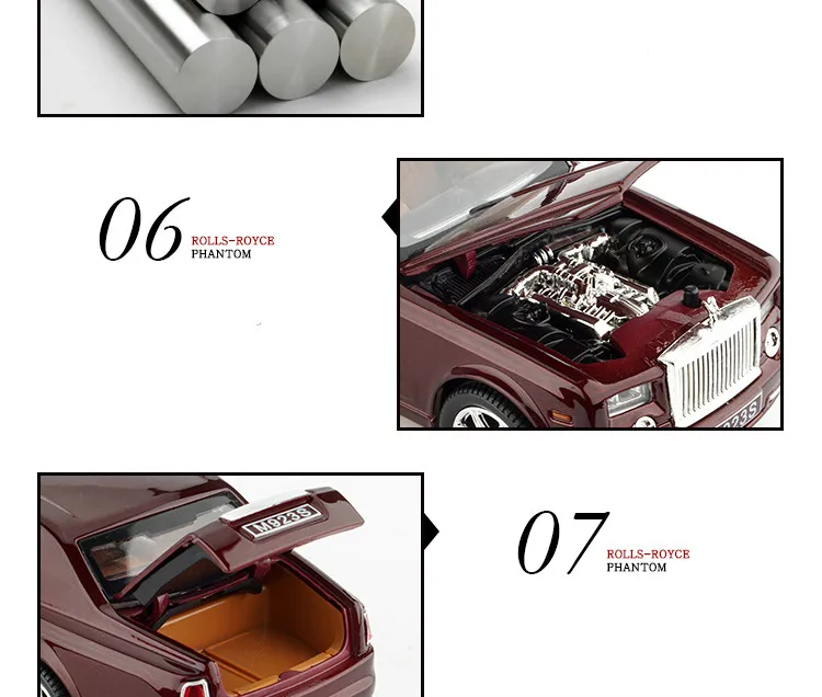 1/24 Rolls Royce Phantom литая под давлением Модель автомобиля игрушки металлический автомобиль Игрушечная модель автомобиля черная удлиненная коллекция лимузина 6 дверей